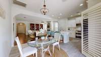Dining area has large plantation shutters that will open with ease, yet also close and give you privacy and comfort!!