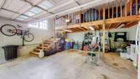 Garage with bonus storage above.