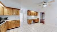 Expansive kitchen with a convenient desk area!
