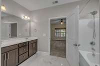 Another view of the nicely finished en-suite. Super convenient with plenty of space for two early risers to get ready for the day!