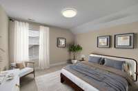 The last bedroom upstairs (4th in the home) also provides a generous room size and has a large closet. This image has also been VIRTUALLY STAGED to help visualize the possibilities.