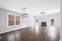 Spacious great room with fireplace/gas logs