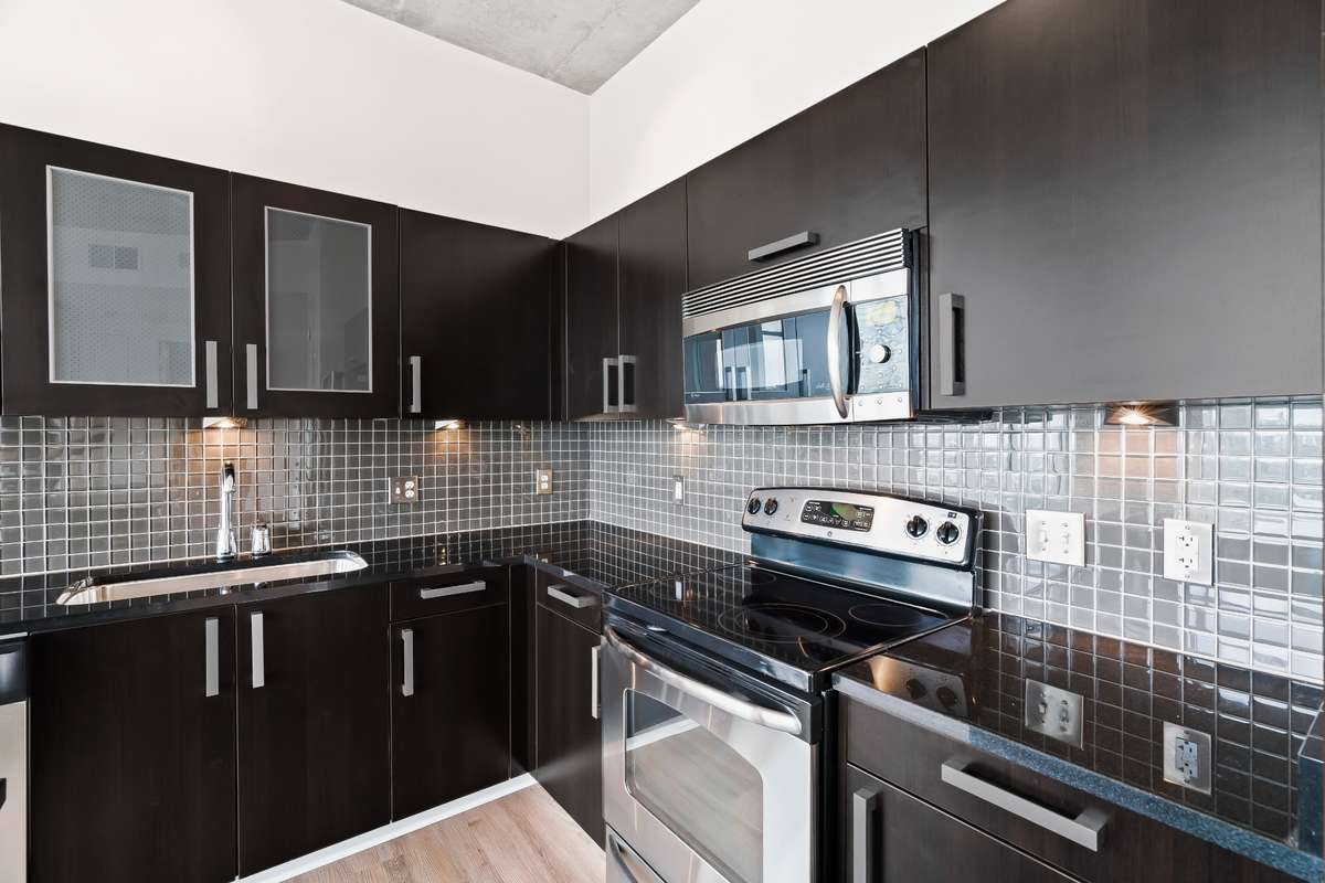 Expansive counter space and plenty of kitchen storage.