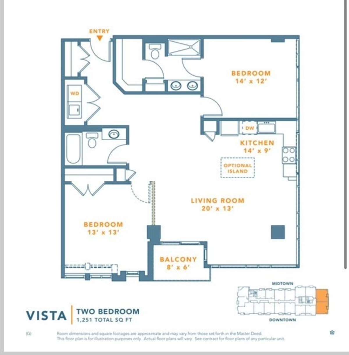 Floor Plan of Unit 1101 in The Icon, one of the most desirable floor plans, particularly because of its corner location and expansive number of windows with iconic views!