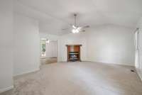 Cozy by the fireplace on a winter evening.