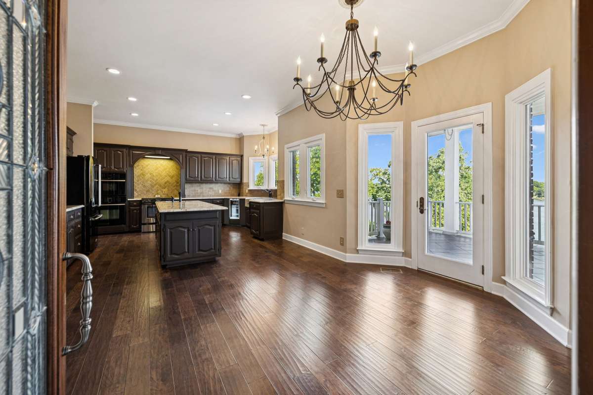 Breakfast nook is spacious and could easily fit a table for 8.