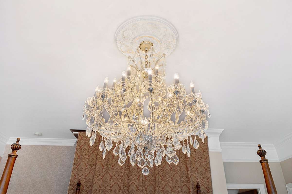 One of the three fabulous chandeliers.