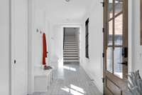 Stairs leading to bonus room above garage