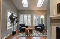 sunroom with skylights