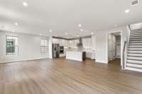 Open Living Space.
Photo is of actual Home.