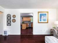 View from living area into Kitchen.