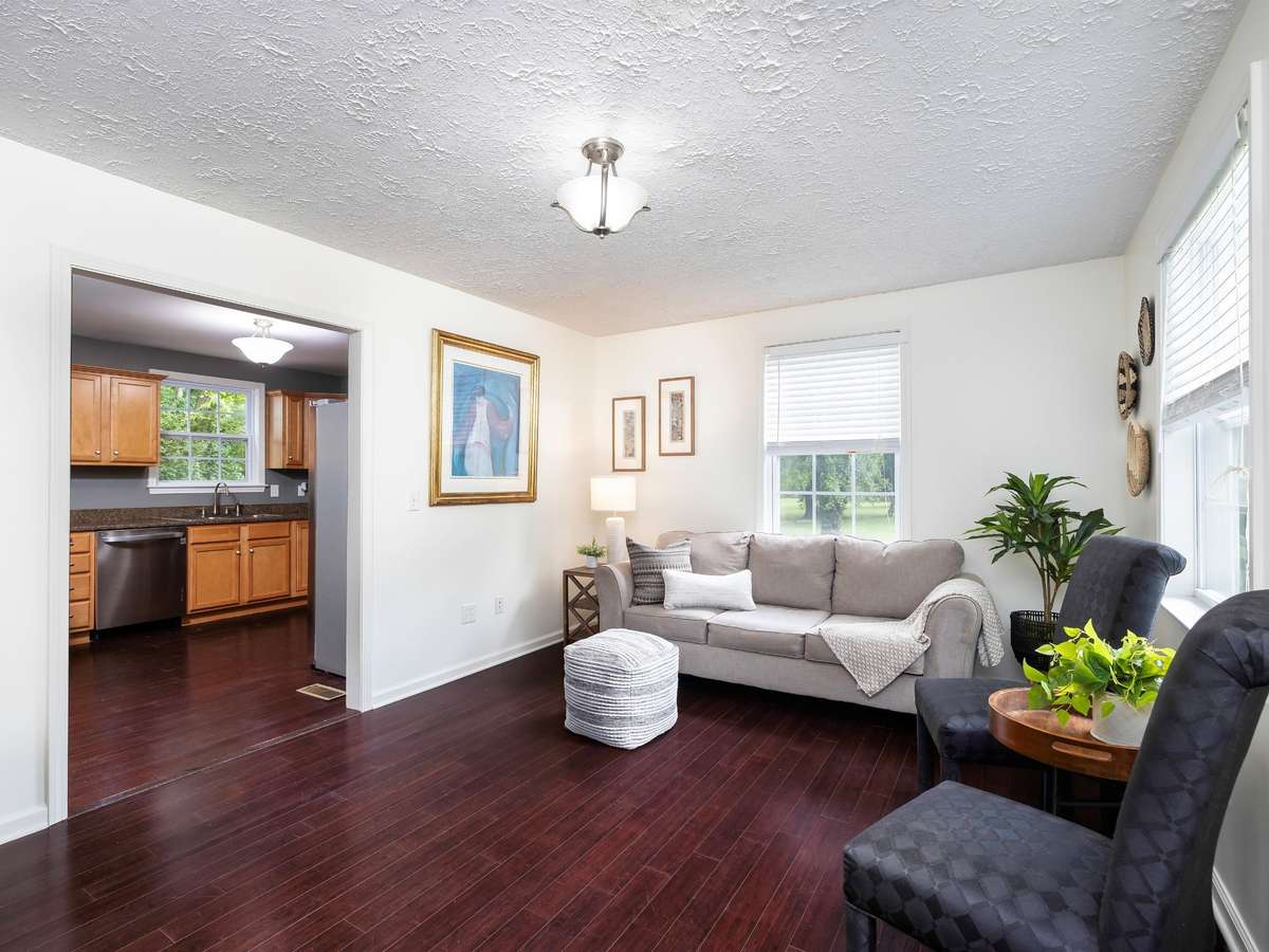 Great living space that opens to Kitchen.