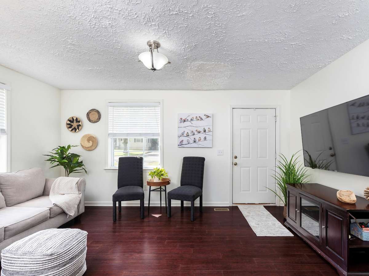 View from Kitchen into living room area.