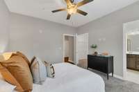 his bedroom view highlights direct access to both the closet and bathroom—making daily routines simple and seamless in a space that still feels calm and inviting.