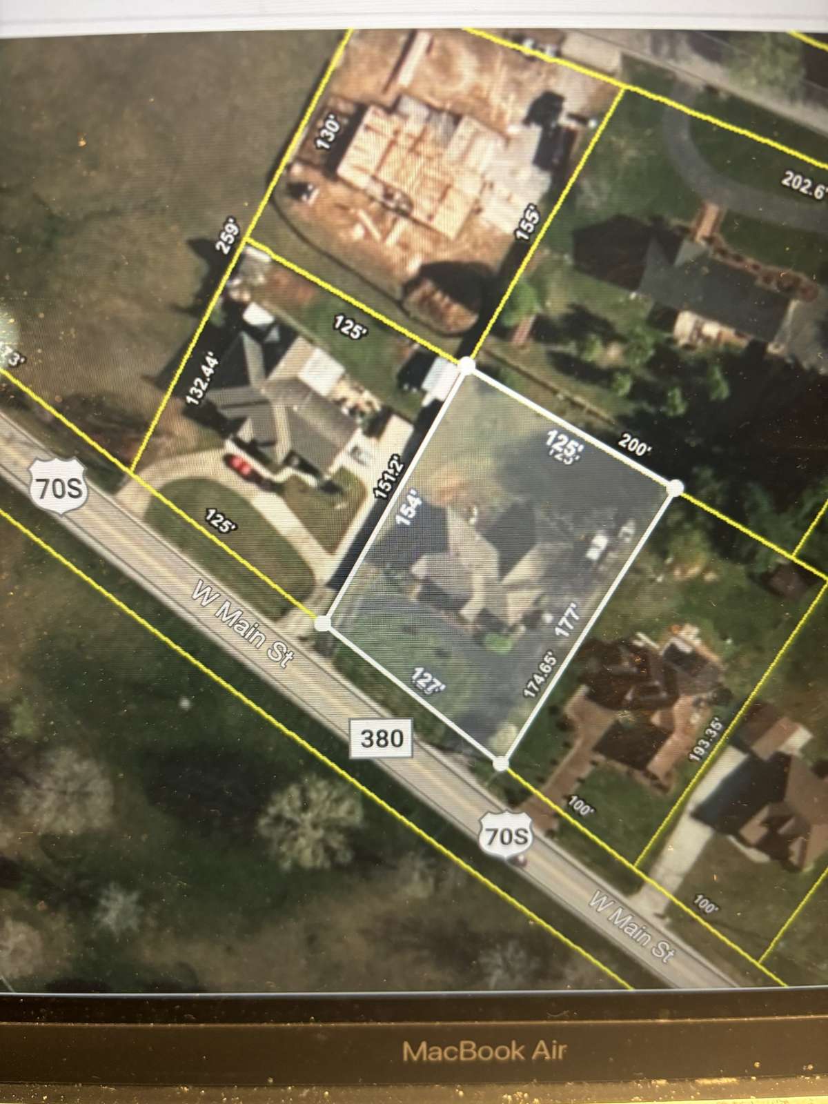 This aerial view shows your property plat.