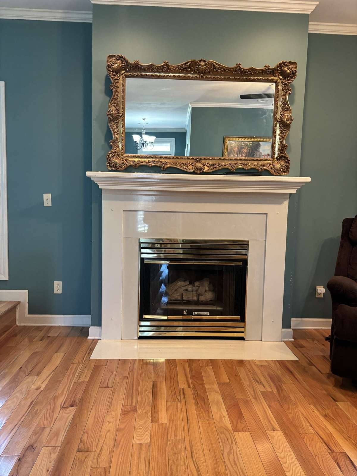 You'll enjoy your beautiful fireplace with gas logs in your living room.