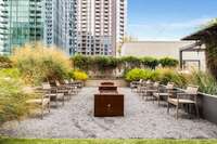 New seating areas around the 3 fire pits on green roof area