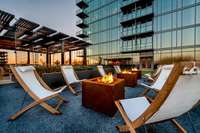 Enjoy entertaining family and friends this fall around the fire pits on the green roof  before heading out or up for dinner.