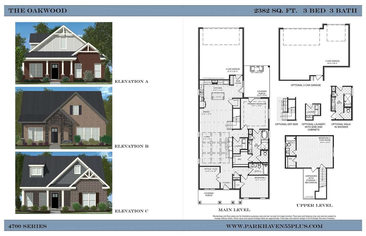 Oakwood Elevations and floorplan