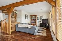 Den off of kitchen eating area