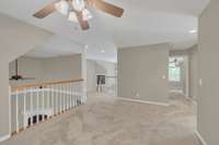 View of the upstairs loft.  All new carpet was just installed upstairs.