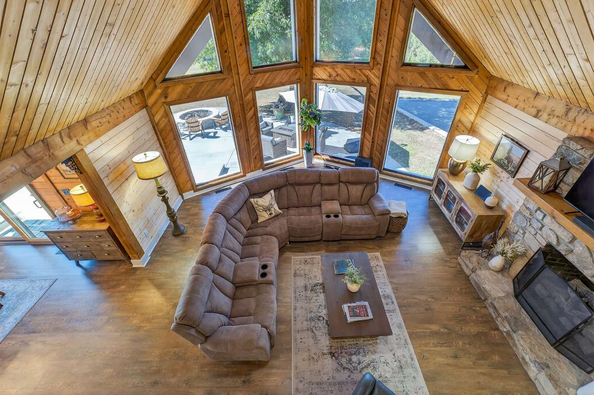 View of the expansive family room from the loft.