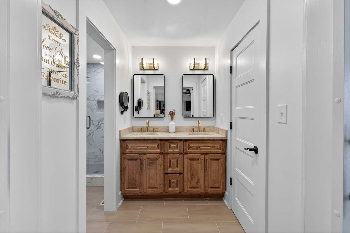Door to the right is one of the closets. Doors and trim throughout the home have been updated.