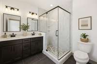 Virtually Staged primary bathroom