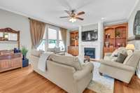 Living room with custom built-ins