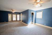 Primary bedroom has room for everything!