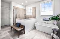 Soak in the large free standing tub.