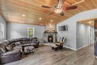 Floor to ceiling gas fireplace for those cooler cozier months ahead!!