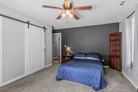Large primary bedroom with en-suite. Large closet and large private patio