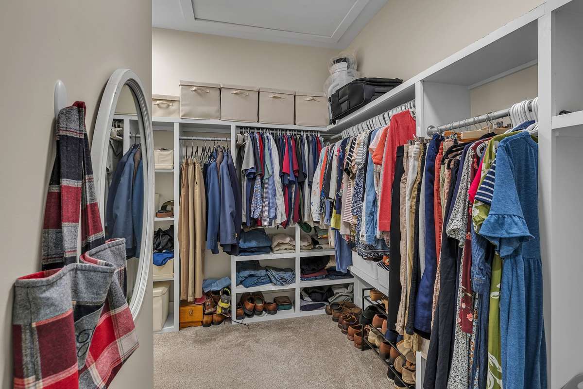 Walk in closet in the master bedroom.
