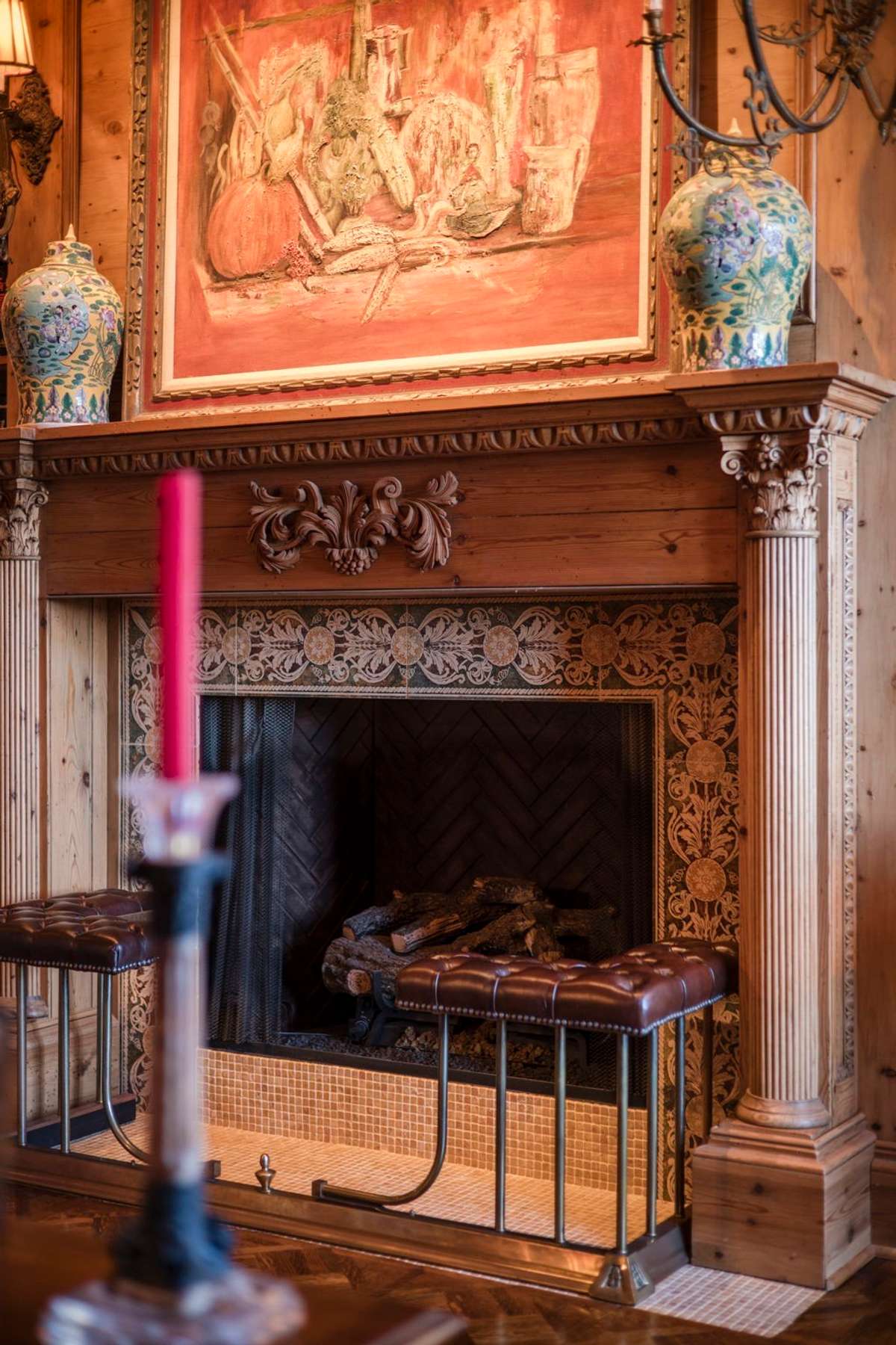 You can't miss the detail on this custom fireplace, grounding the space. Pictures taken when home was furnished. Condo is currently unfurnished.