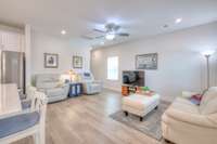 The spacious living room features plenty of wall space for all of your furniture.