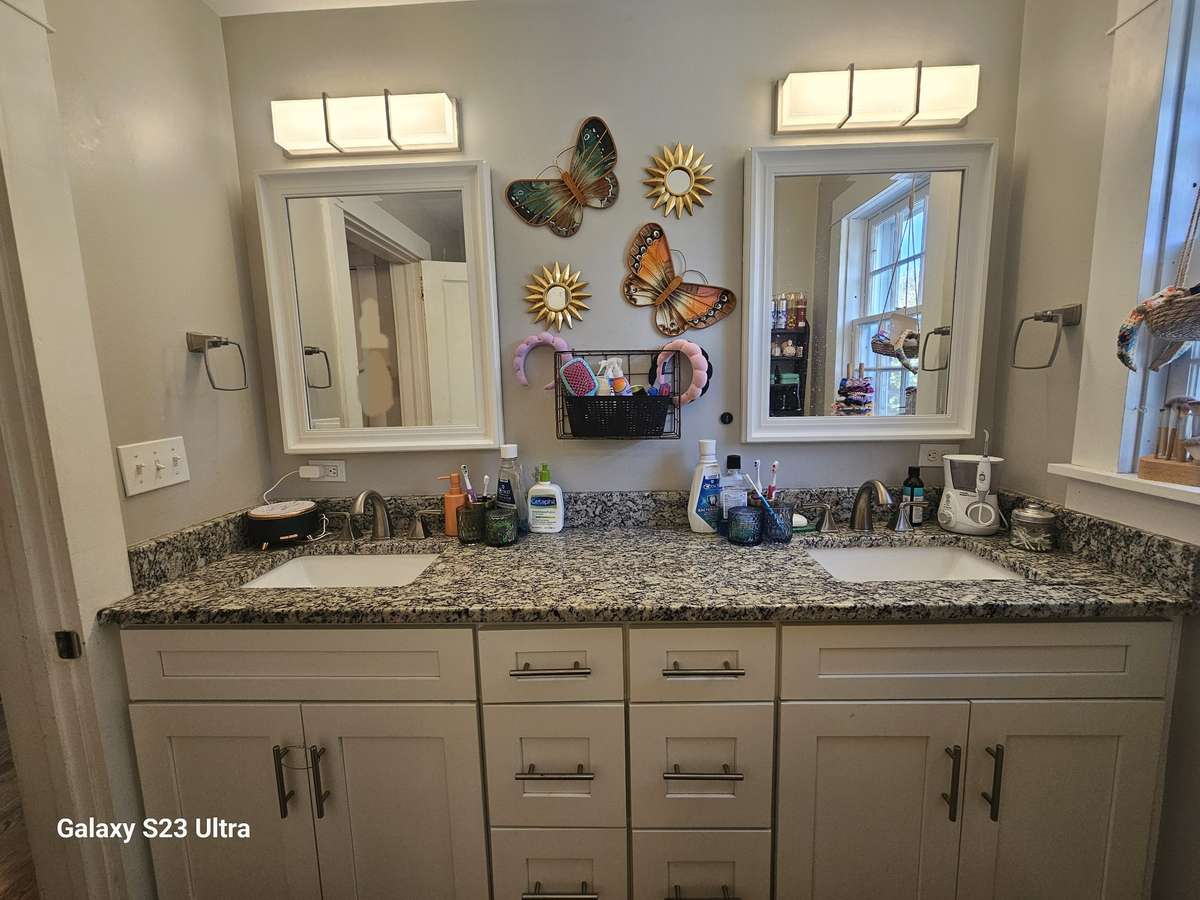 Bathroom includes a double vanity