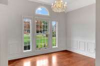 Use this space as a formal living room, sitting room, music room or office.