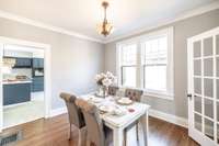 The dining room connects the kitchen and living room creating a great flow for day to day living and entertaining.