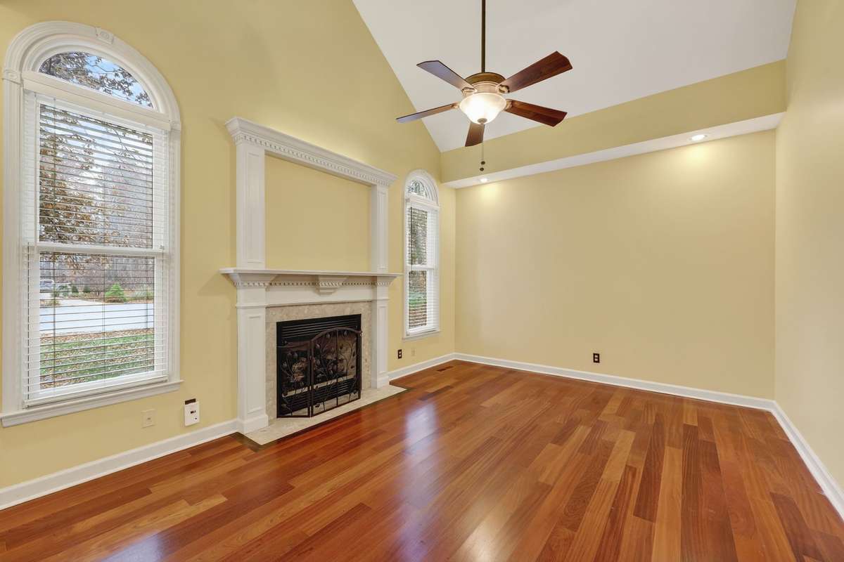 Office area with gas fireplace