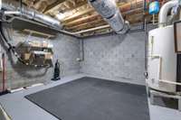 Expansive storage space in basement.