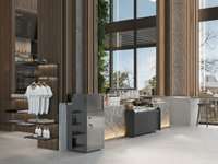 The ground-level grab-and-go market offers convenience with cold-pressed juices, signature coffees, and healthy snacks.