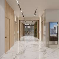 The commercial space boasts a dedicated lobby and private elevator, ensuring that the 60,000 square feet of office space offers exclusive access without sharing with other areas.