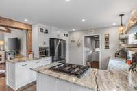 Lighted glass cabinets...