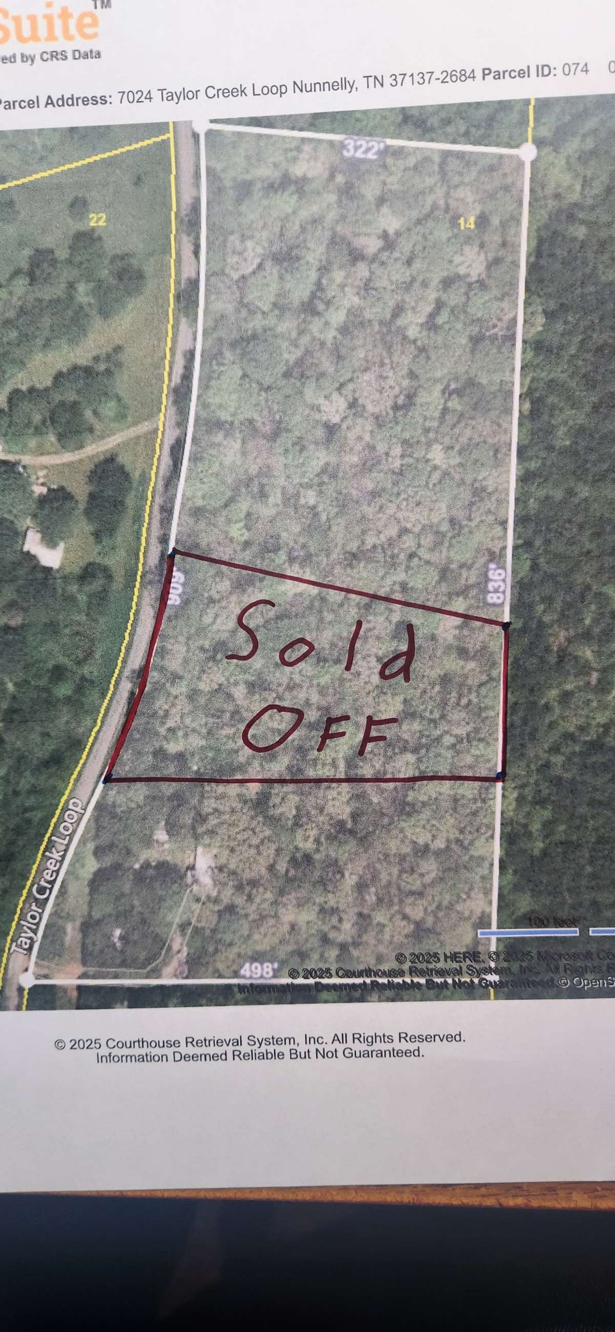 Close estimate of where the 1.54 acre tract was cut out of the original 6.82 acre tract.