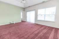 Looking into the living room from the kitchen