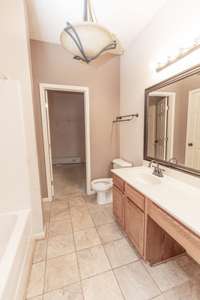 Primary bathroom with a make-up area vanity