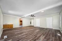 Closets for storage as well as a sink area in this large bonus room!