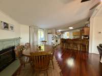 Separate Eating area with a wood burning fire place