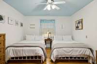 Primary suite with walk-in closet and renovated bath